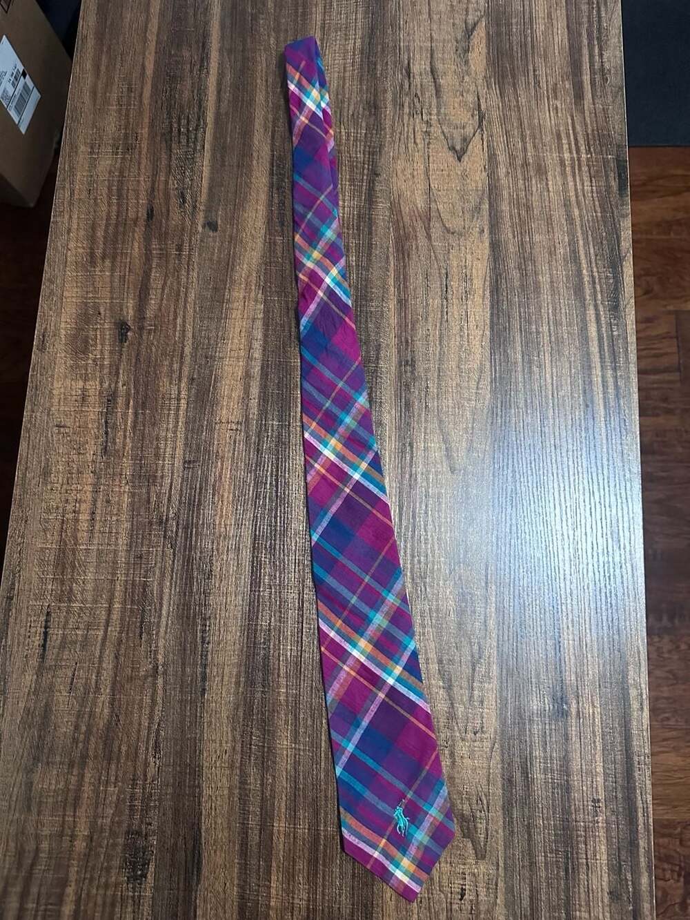 Polo by Ralph Lauren Plaid Necktie Purple Multicolor Silk